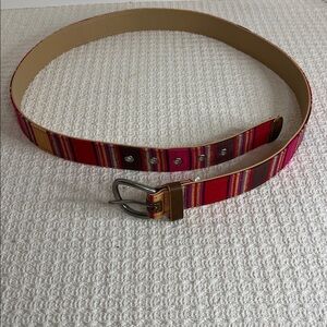 Guatemalan colorful belt- colorful cotton stripe, man made lining, ladies 2x